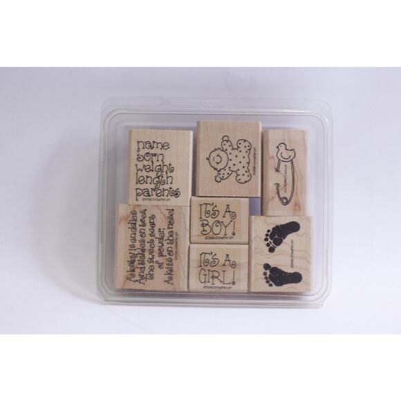 New Baby, Stamp Set, Stampin Up, Boy, Girl, Little Feet, Name Born, Weight - Picture 1 of 3